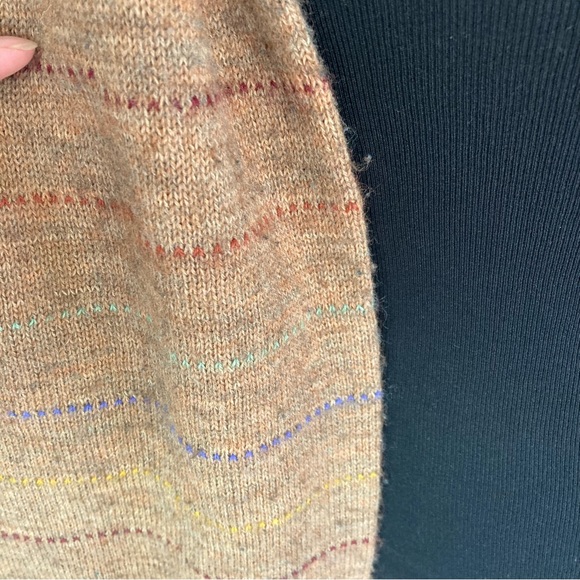 Vintage USA Union Made Scarf Wool? Blend Fringe Brown Striped 8X60” Winter - Picture 6 of 6